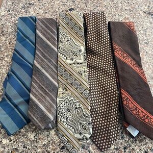 Men’s ties set of five blue and brown colors perfect for fall